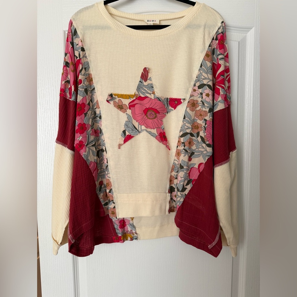 BiBi Cream Ribbed Knit Top